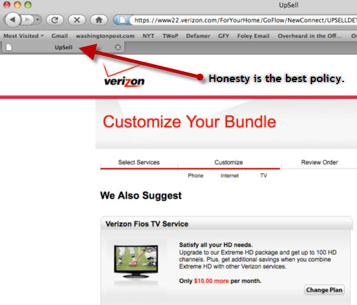 The Verizon Website Is Surprisingly Honest About "Upselling" You