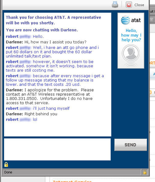 AT&T Rep Wants To Die