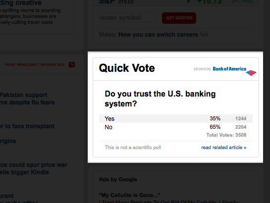 Bank of America-Sponsored Poll Shows That Most Americans Don't Trust Banking System