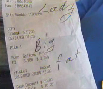 Gas Station Writes "Big Fat Black Lady" On Customer's Receipt