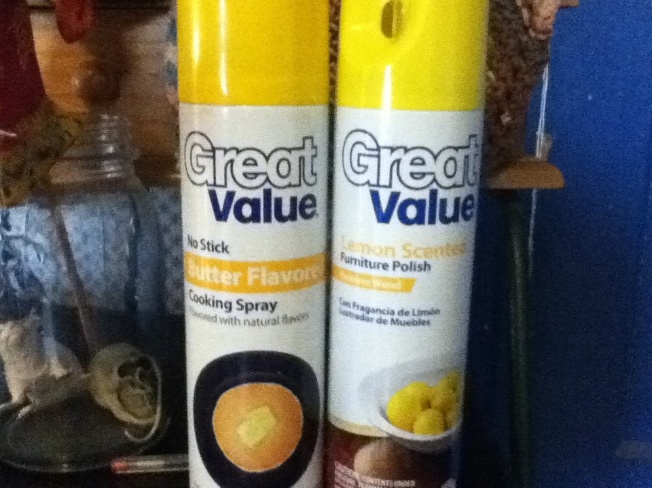 Potential Pancake Disasters: Walmart's Cooking Spray Looks A
Lot Like Their Furniture Polish