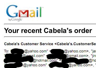 Someone At Cabela's Doesn't Know How To Use The Bcc Button, Exposes Hundreds Of E-Mail Addresses