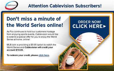 Cablevision Gives Customers Free World Series
Streams