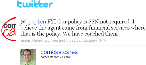 Comcast Admits Error In Requiring SSN Under "Patriot Act"