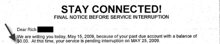 Comcast Threatens To Cut You Off Unless You Pay $0.00