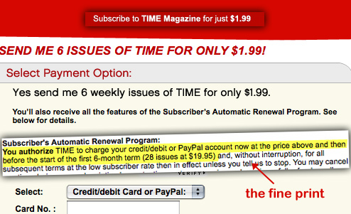 TIME's "Subscribe For $1.99" Offer Misleading