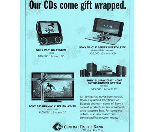 Bank Offers Gadgets Instead of Interest on CDs