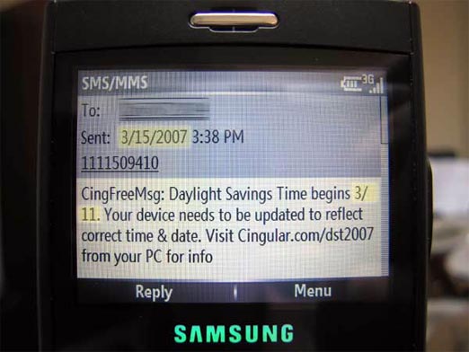 Cingular Notifies You About Daylight Savings Time… Today