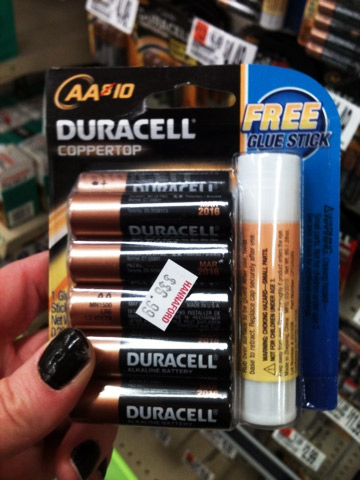 Duracell Battery Pack Comes With Free Glue Stick. But
Why?