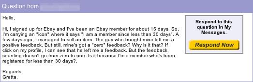 Live From eBay: Missing Feedback for New Members?; Update: A Scam!