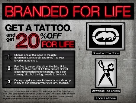 Tattoo Yourself With The Ecko Logo And Get 20% Off For Life