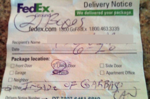 FedEx Delivers My Packages To The Garbage Can, Trash Collectors Deliver Packages To Back Of Garbage Truck