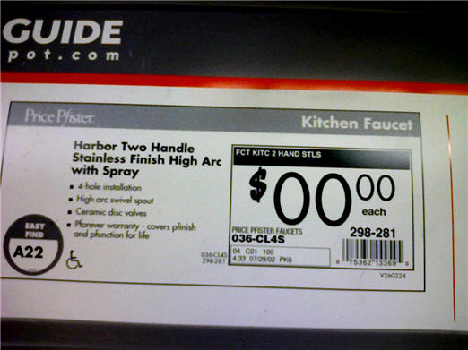 Home Depot: This Faucet Costs $00.00