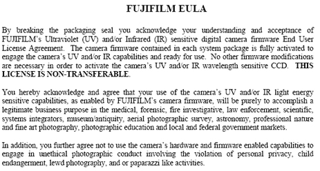 Fuji EULA Dictates What Pictures You Can Take