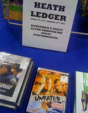 Best Takes In-Store Display Cashing In On Heath Ledger's Death Very Seriously