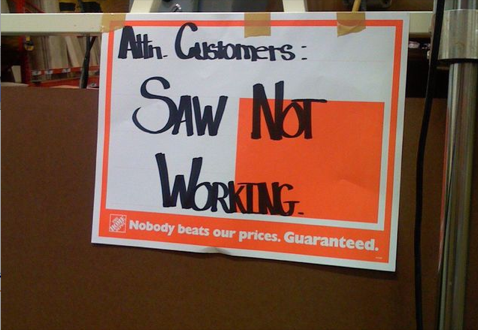 Lazy Home Depot Employees Declare Fully Functioning Saw Inoperative