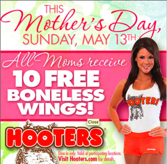 Why Not Treat The Special Mom In Your Life To Free Wings At Hooters This Sunday?