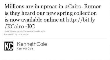 Kenneth Cole Thinks Egyptian Turmoil Is Hilarious Way To
Sell Clothes