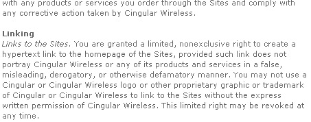 Cingular Thinks It Can Sue You For Linking To Its Website