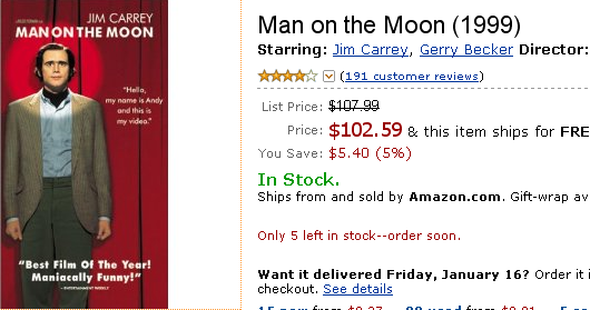 Amazon sells "Man on the Moon" VHS for $100+