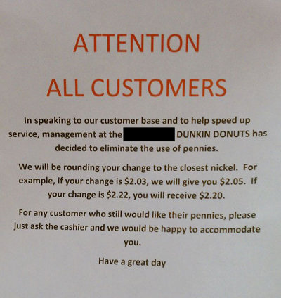 Rogue, Penny-Abolishing Dunkin' Donuts Is No Longer Rogue Or
Penny-Abolishing