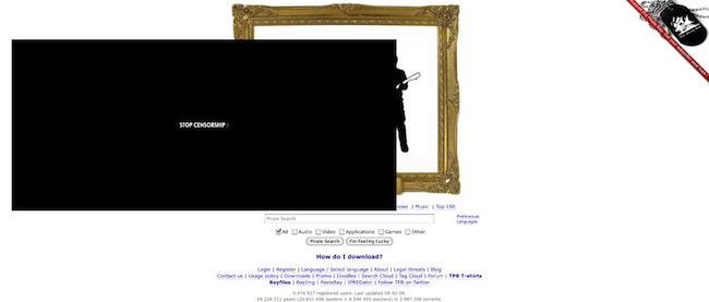 Pirate Bay Joins SOPA Protest By Sort Of Blacking Out For The Day