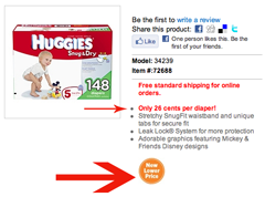 Huggies Trumpets New Lower Price, Doesn't Brag About Box Having Less Diapers