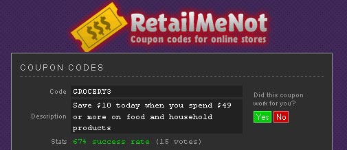 RetailMeNot: New, Easy, Coupon Code Site