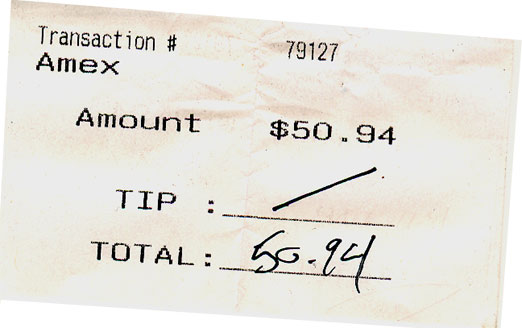 Cross Out The Tips Box On Receipts And Write In The Total