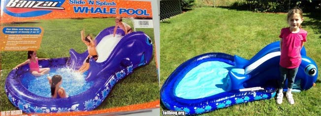Banzai Slide 'N Splash Whale Pool Box Vs. Reality