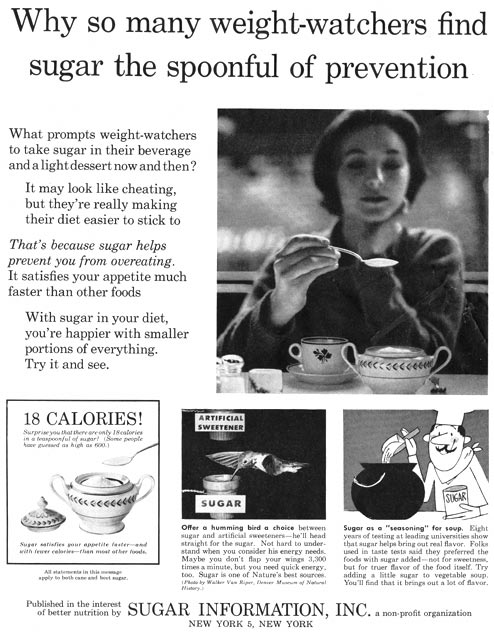 Circa 1960s Ad: Sugar Prevents Overeating