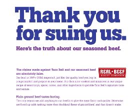 Taco Bell Thanks "Meat Filling" Lawsuit Plaintiffs In Full-Page Ad