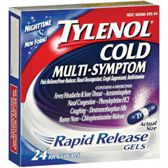 Yet Another Tylenol Recall: 2.5 Million Cold Multi-Symptom Nighttime Rapid Release Gelcaps