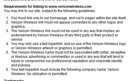 Verizon Specifies How You're Allowed To Link To Its Site