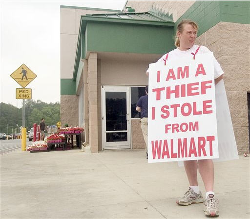 Walmart Evicts Shoplifters Wearing Signs Reading "I Am A Thief I Stole From Walmart"