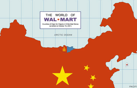 Map of The World Based On Where Walmart Gets Its Products