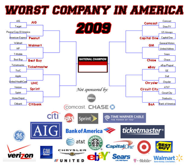 Worst Company In America: Round 2 Bracket