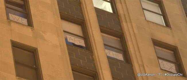 Signs In Chicago Board Of Trade Windows Say "We Are The 1%"