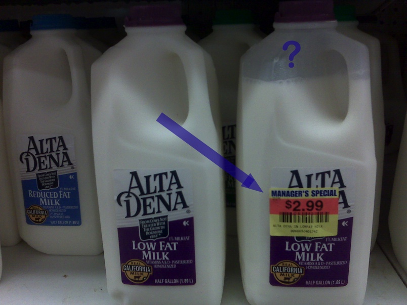 This Partially Filled Half-Gallon Of Milk Is Reasonably Priced