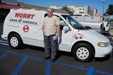 Man Uses Minivan To Show How Much He Hates Bank Of America