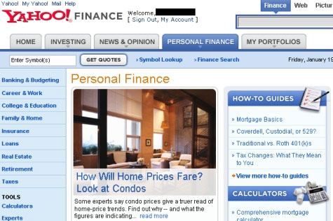 Yahoo’s New Personal Finance Site
