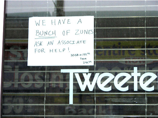 Closing Tweeter Store Has "A Bunch Of Zunes"