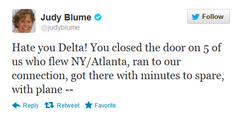 Delta Learns That It’s Not  A Good PR Move To Upset Judy Blume