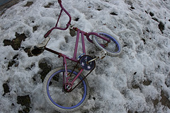 Child's bike in the snow