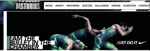The Nike ad as it appeared on Pistorius' website.