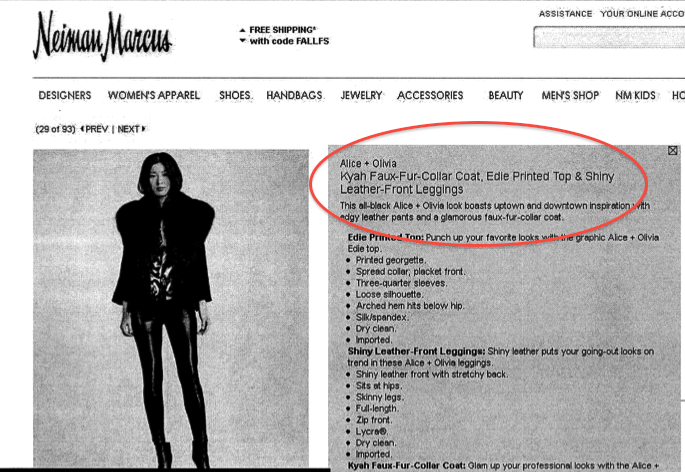 One of the three "faux fur" items sold on the Neiman Marcus website that allegedly contained real fur.
