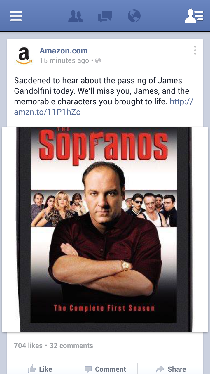 Amazon Marks The Passing Of James Gandolfini By Trying To Sell Sopranos DVDs