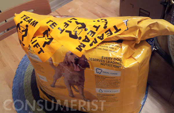 Stupid Shipping Gang Seals Dog Food Bag With Stickers, Hopes You Won’t Notice