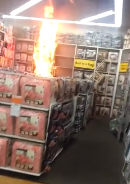Bed, Bath And Beyond Display Bursts Into Flames, Caught On Camera By Customer