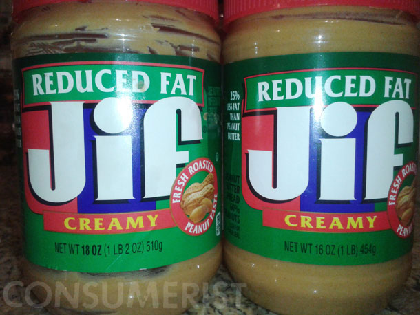 Jif Scoops Two Ounces Out Of Reduced Fat Peanut Butter Spread Jar